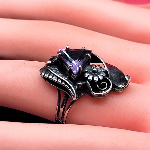 🌸Unique, amethyst sterling 925 silver custom ring - Picture 2 of 4